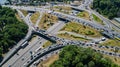 Aerial top view of road junction from above, automobile traffic and jam of cars, transportation concept Royalty Free Stock Photo