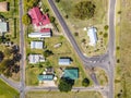 Aerial top view of a rural town near Emmaville, New South Wales, Australia