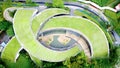 Aerial top view on School of Art at Nanyang technological university in Singapore