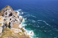 Aerial top view of sea waves hitting surrounded by rocks spot Royalty Free Stock Photo