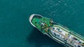 Aerial top view ship tanker gas LPG on the sea for transportation, Sea transportation of Liquefied Petroleum Gas LPG tanker to LPG