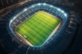 Aerial top view of a soccer football field stadium in night Royalty Free Stock Photo