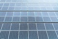 Aerial top view of a solar panels power plant. Renewable energy concept . Detailed close-up of modern large photovoltaic solar Royalty Free Stock Photo