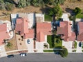 Aerial top view of Southern California houses in inland town Corona