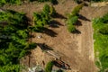 Aerial top view stages of construction houses wood build roof. New home framing Royalty Free Stock Photo