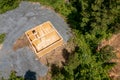 Aerial top view stages of construction houses wood build roof. New home framing Royalty Free Stock Photo