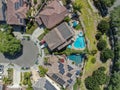 Aerial top view of suburban neighborhood with big villas Royalty Free Stock Photo