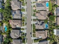 Aerial top view of suburban neighborhood with big villas Royalty Free Stock Photo