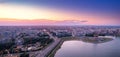 Aerial top view sunset cityscape of Kazan family center main wedding palace of Tatarstan Russia Royalty Free Stock Photo