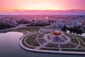 Aerial top view sunset cityscape of Kazan family center main wedding palace of Tatarstan Russia Royalty Free Stock Photo