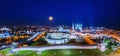 Aerial top view sunset panorama cityscape of Kazan Kremlin Kul Sharif mosque of Tatarstan Russia Royalty Free Stock Photo