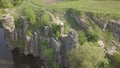 Aerial top view to Buky Canyon on river Hirskyi Tikich , Cherkassy region, Ukraine