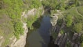 Aerial top view to Buky Canyon on river Hirskyi Tikich , Cherkassy region, Ukraine