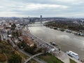 Aerial top view to Kalemegdan fortress at Belgrade. Summer photo from drone. Serbia Royalty Free Stock Photo