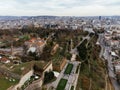 Aerial top view to Kalemegdan fortress at Belgrade. Summer photo from drone. Serbia Royalty Free Stock Photo