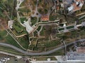 Aerial top view to Kalemegdan fortress at Belgrade. Summer photo from drone. Serbia Royalty Free Stock Photo