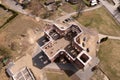 Aerial top view to Yakkima kircha, church ruins which nowadays City of Angels Museum Lahdenpohja. Bird s eye view to