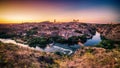 Aerial top view of Toledo, historical capital city of Spain Royalty Free Stock Photo