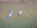 Aerial top view of traditional Indonesian fisher boats in Lombok island, Royalty Free Stock Photo