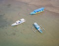 Aerial top view of traditional Indonesian fisher boats in Lombok island, Royalty Free Stock Photo