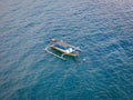 Aerial top view of traditional Indonesian fisher boats in Lombok island, Royalty Free Stock Photo