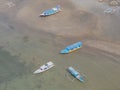 Aerial top view of traditional Indonesian fisher boats in Lombok island, Royalty Free Stock Photo