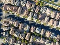 Aerial top view of upper middle class neighborhood with residential house next to each other Royalty Free Stock Photo