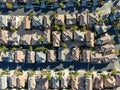 Aerial top view of upper middle class neighborhood with residential house next to each other Royalty Free Stock Photo
