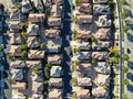 Aerial top view of upper middle class neighborhood with residential house next to each other Royalty Free Stock Photo