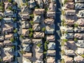 Aerial top view of upper middle class neighborhood with residential house next to each other Royalty Free Stock Photo