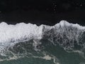 Aerial top view of wave of Black Sand Beach Reynisfjara in Iceland