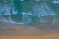 Aerial top view The waves slowly crept towards the shore. Royalty Free Stock Photo