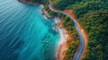 Aerial Topdown View of Borderline Beach and Captain Cook Highway in Wangetti, Queensland AI Generated