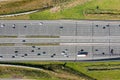 Aerial topshot from the highway A1 near Amsterdam in the Netherlands
