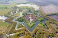 Aerial topshot from the medieval city Bourtange in the Netherlands
