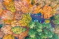 Aerial topshot from a parking in the forest