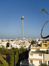 Aerial tower and building and trees and blue sky Royalty Free Stock Photo