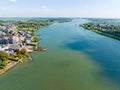 Aerial from the town Krimpen aan de Lek at the river Lek in the Netherlands Royalty Free Stock Photo