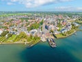 Aerial from the town Krimpen aan de Lek at the river Lek in the Netherlands Royalty Free Stock Photo