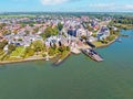 Aerial from the town Krimpen aan de Lek at the river Lek in the Netherlands Royalty Free Stock Photo