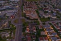 Aerial townscape view of Dijon city at nightfall time