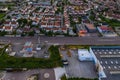 Aerial townscape view of Dijon city at summer nightfall time