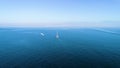 Aerial tracking of the sailing boat sailing to the Aegean Sea with drone