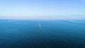 Aerial tracking of the sailing boat sailing to the Aegean Sea with drone