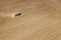 Aerial Tractor sowing crops at field