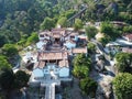 Aerial traditional chinese temple Thien Kong Than Temple.