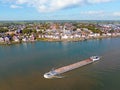 Aerial from the traditional town Lekkerkerk at the river Lek in the Netherlands