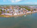 Aerial from the traditional town Lekkerkerk at the river Lek in the Netherlands