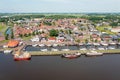 Aerial from the traditional town Zoutkamp in the Netherlands Royalty Free Stock Photo