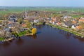 Aerial from the traditional village Broek in Waterland in the Netherlands